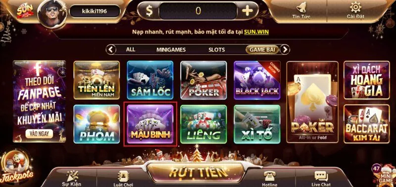 Làm quen với game bài Mậu binh Sunwin