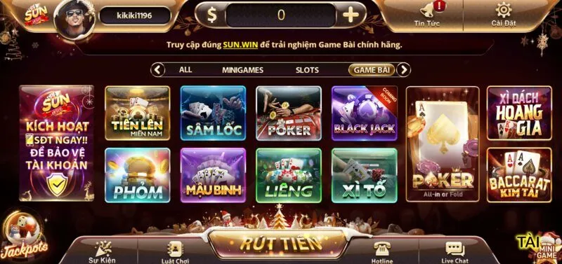 Kho game bài Sun win đẳng cấp